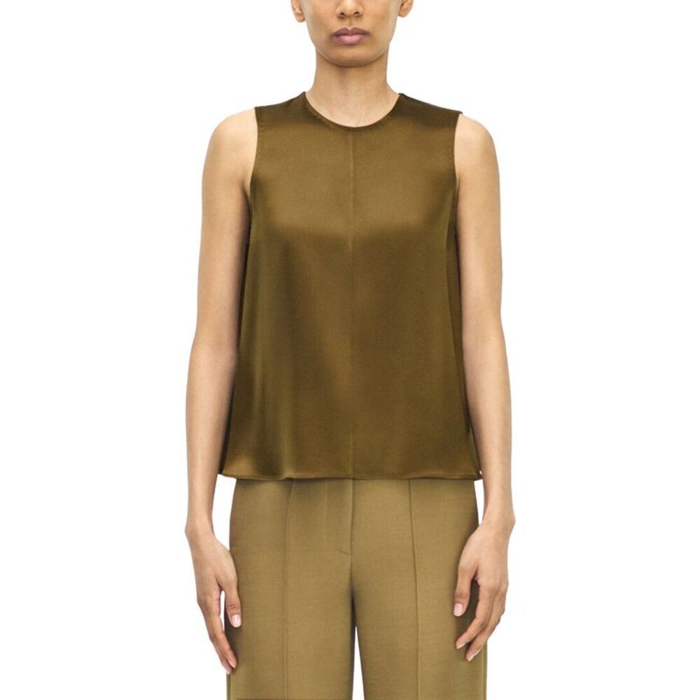 Adam Lippes Womens Elias Silk Top, Green